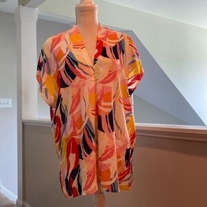 Adrienne double V Poncho bold Summer size small